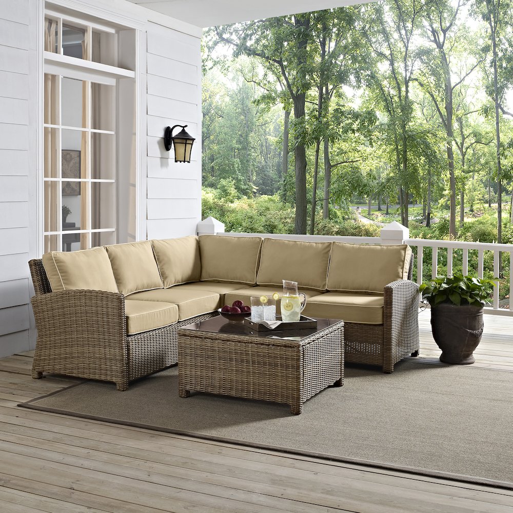 Bradenton 4Pc Wicker Outdoor Sectional Patio Furniture Set