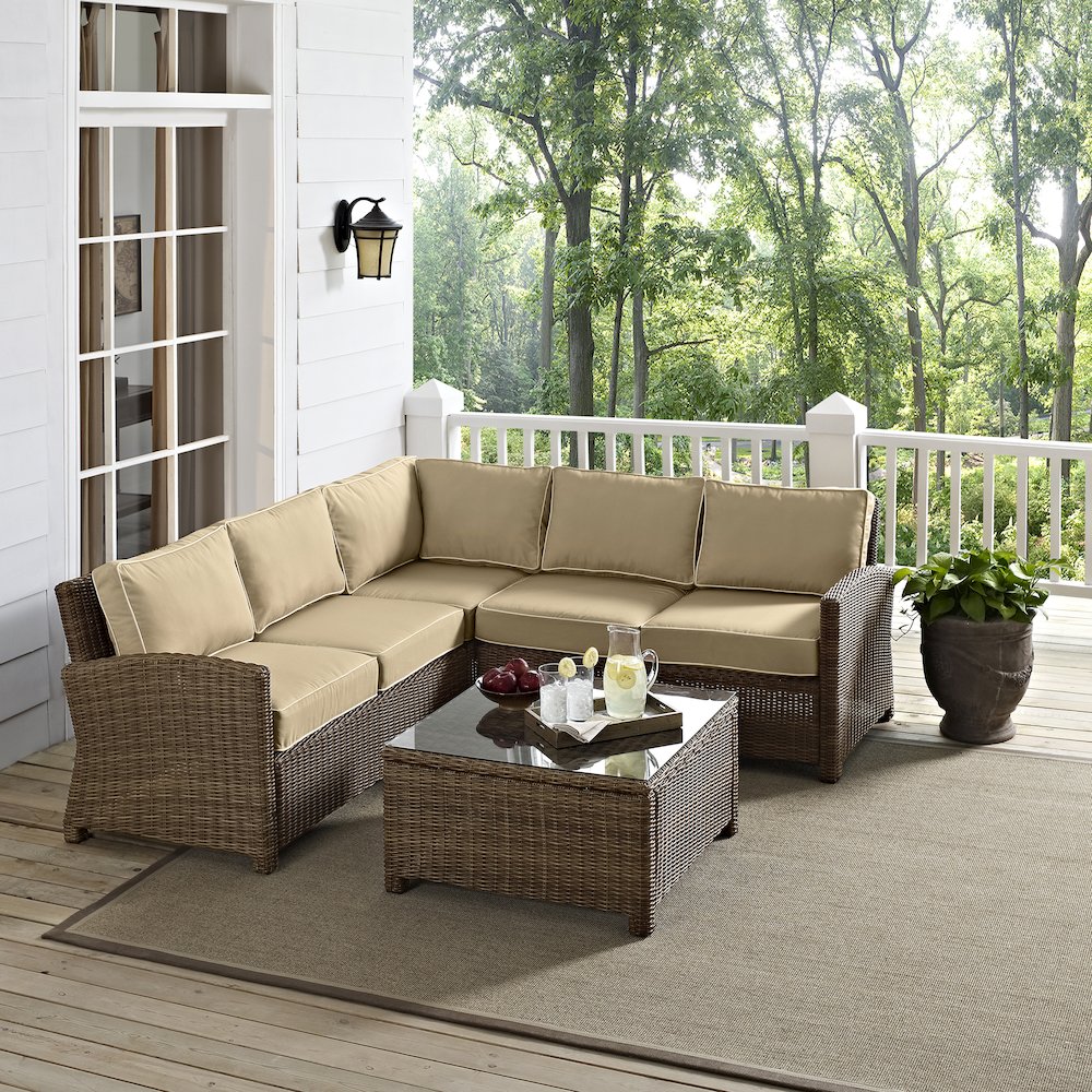 Bradenton 4Pc Wicker Outdoor Sectional Patio Furniture Set