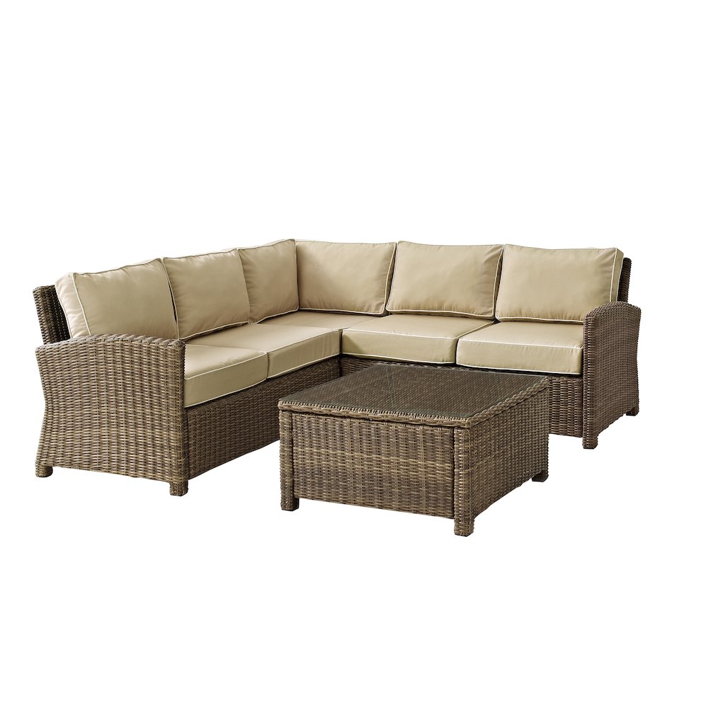Bradenton 4Pc Wicker Outdoor Sectional Patio Furniture Set