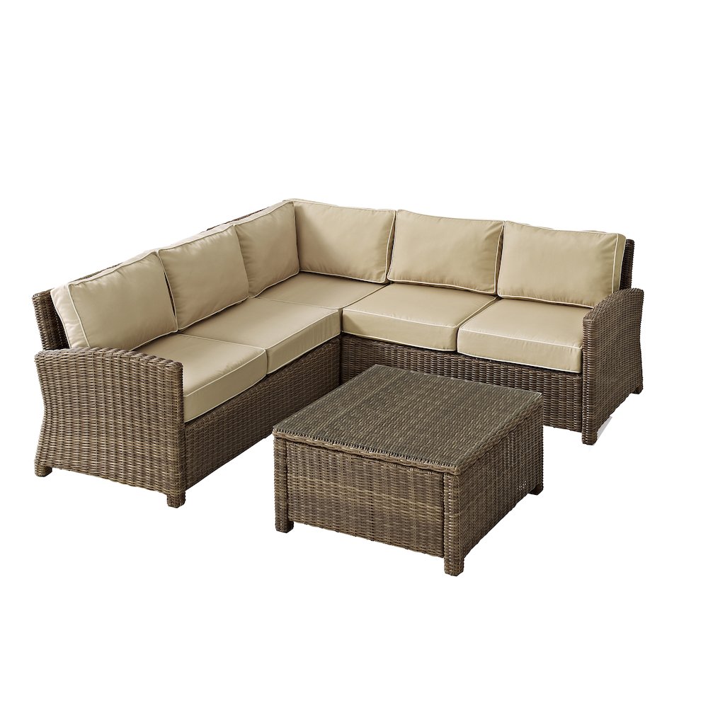 Bradenton 4Pc Wicker Outdoor Sectional Patio Furniture Set