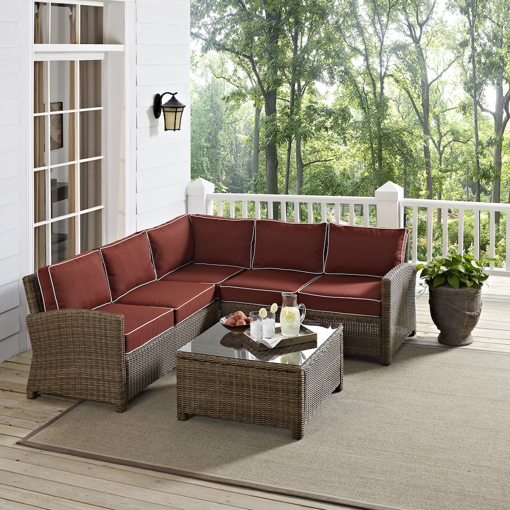 Bradenton 4Pc Wicker Outdoor Sectional Patio Furniture Set