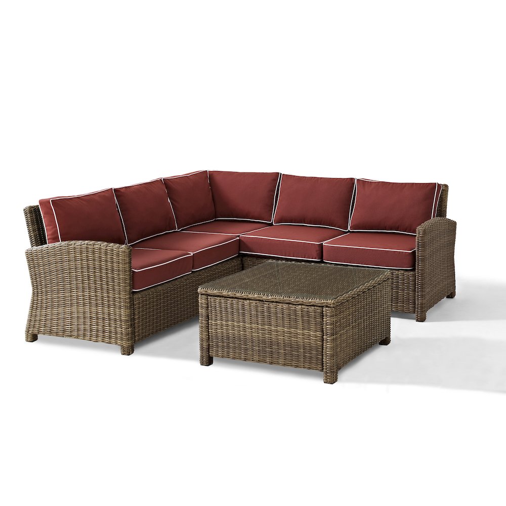 Bradenton 4Pc Wicker Outdoor Sectional Patio Furniture Set