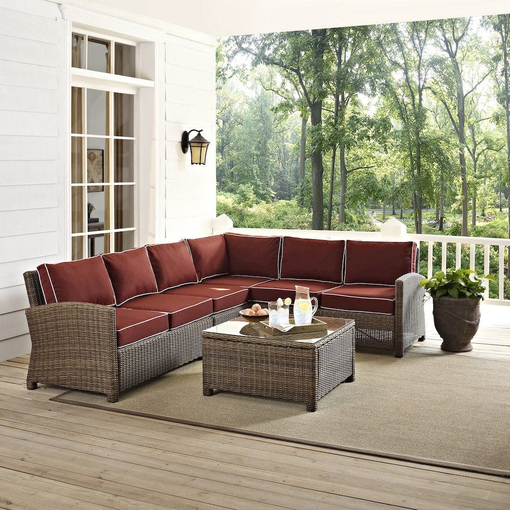 Bradenton 5Pc Wicker Outdoor Sectional Patio Furniture Set