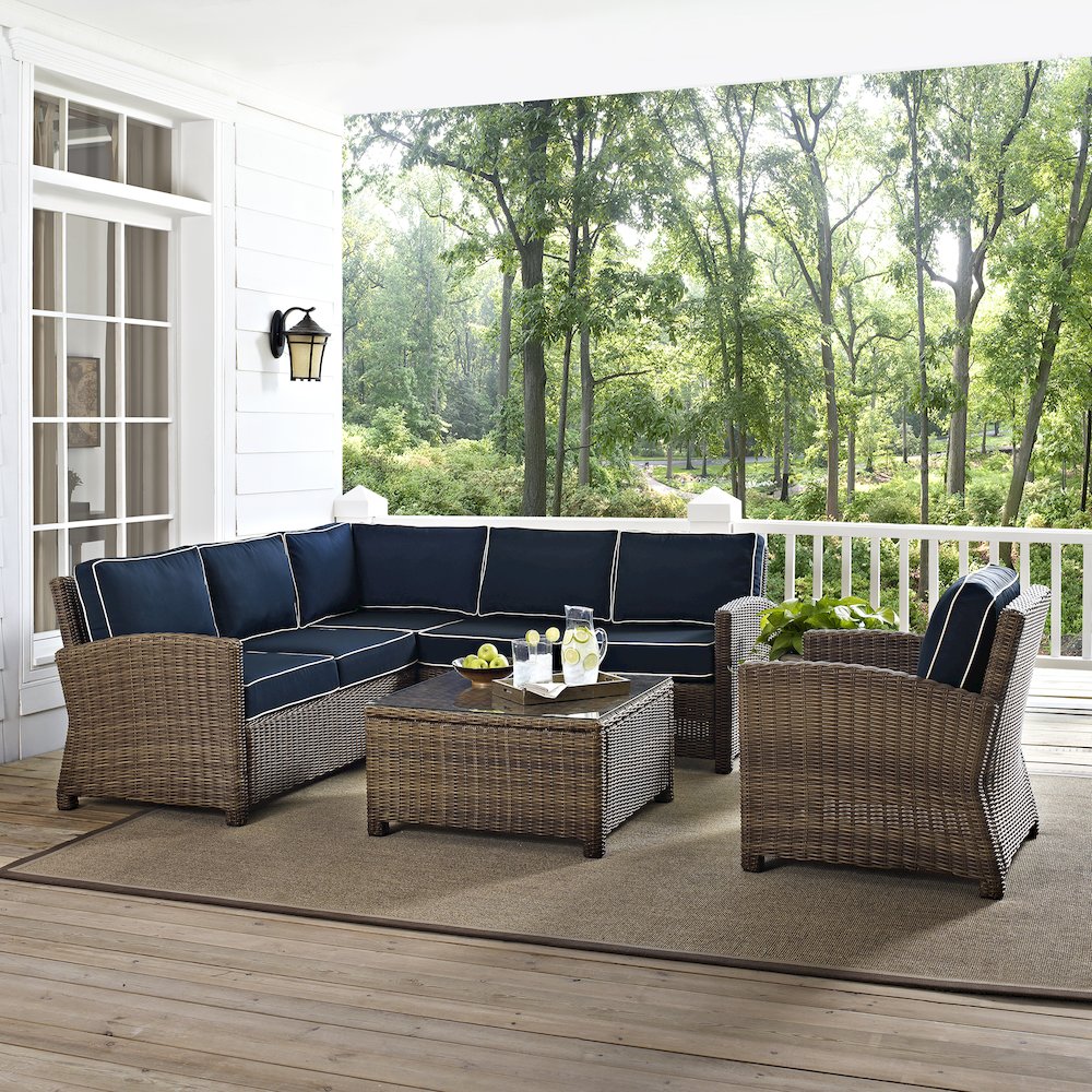 Bradenton 5Pc Wicker Outdoor Sectional Patio Furniture Set