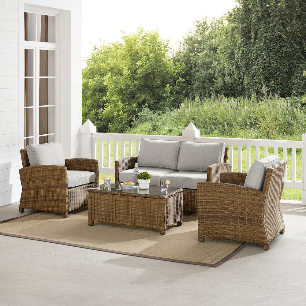 Bradenton 4Pc Wicker Outdoor Loveseat Patio Furniture Set