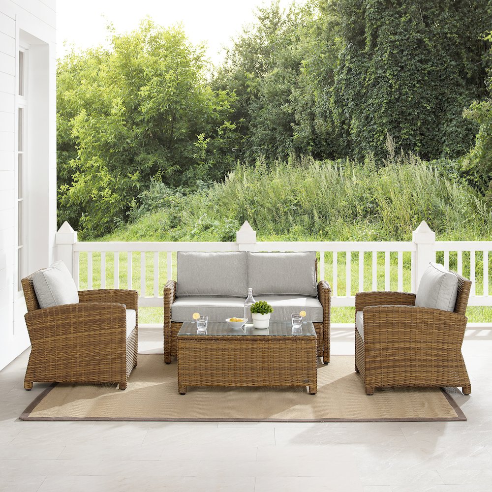 Bradenton 4Pc Wicker Outdoor Loveseat Patio Furniture Set