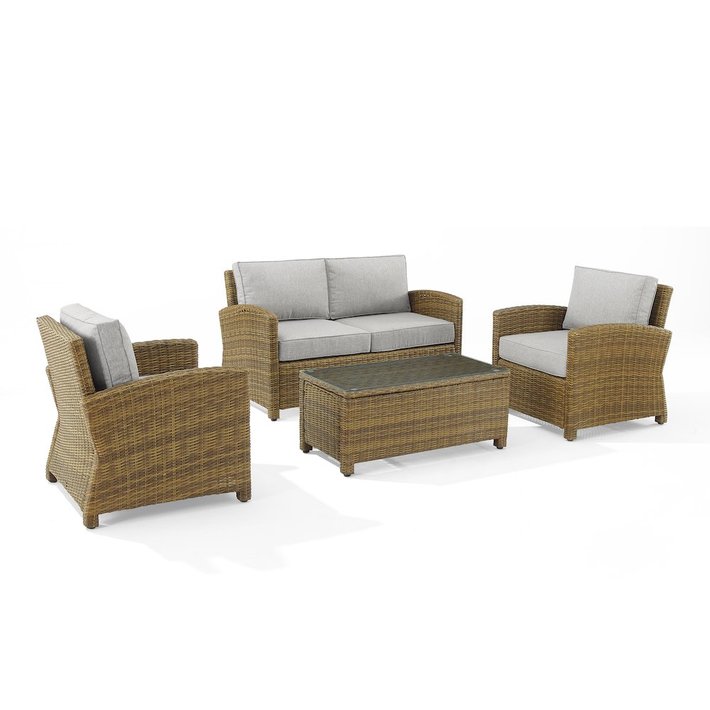 Bradenton 4Pc Wicker Outdoor Loveseat Patio Furniture Set