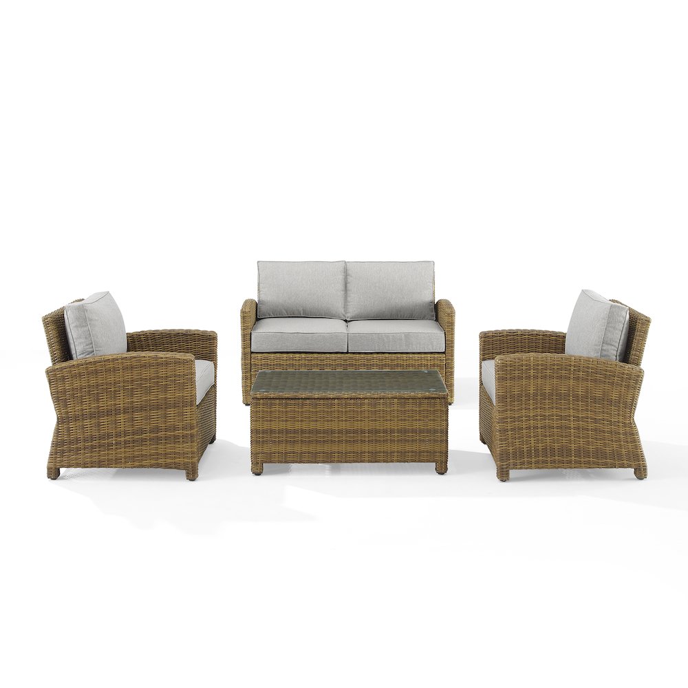 Bradenton 4Pc Wicker Outdoor Loveseat Patio Furniture Set