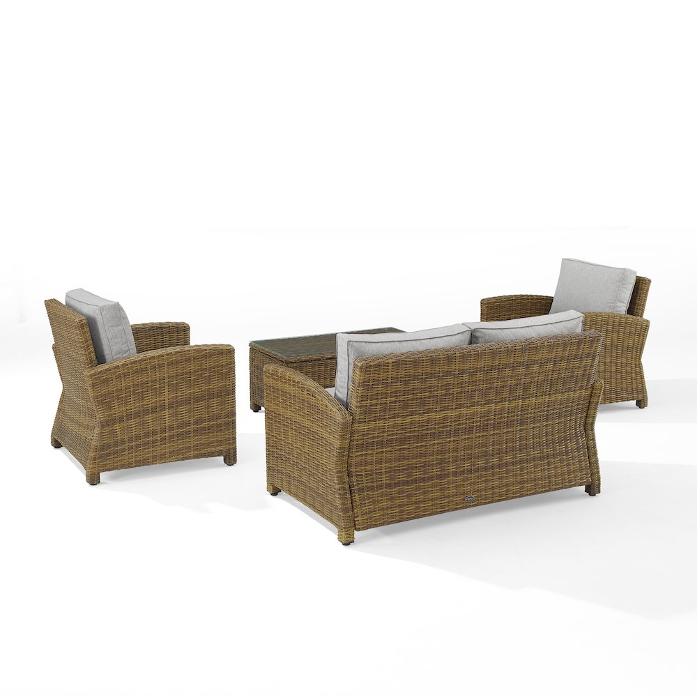 Bradenton 4Pc Wicker Outdoor Loveseat Patio Furniture Set