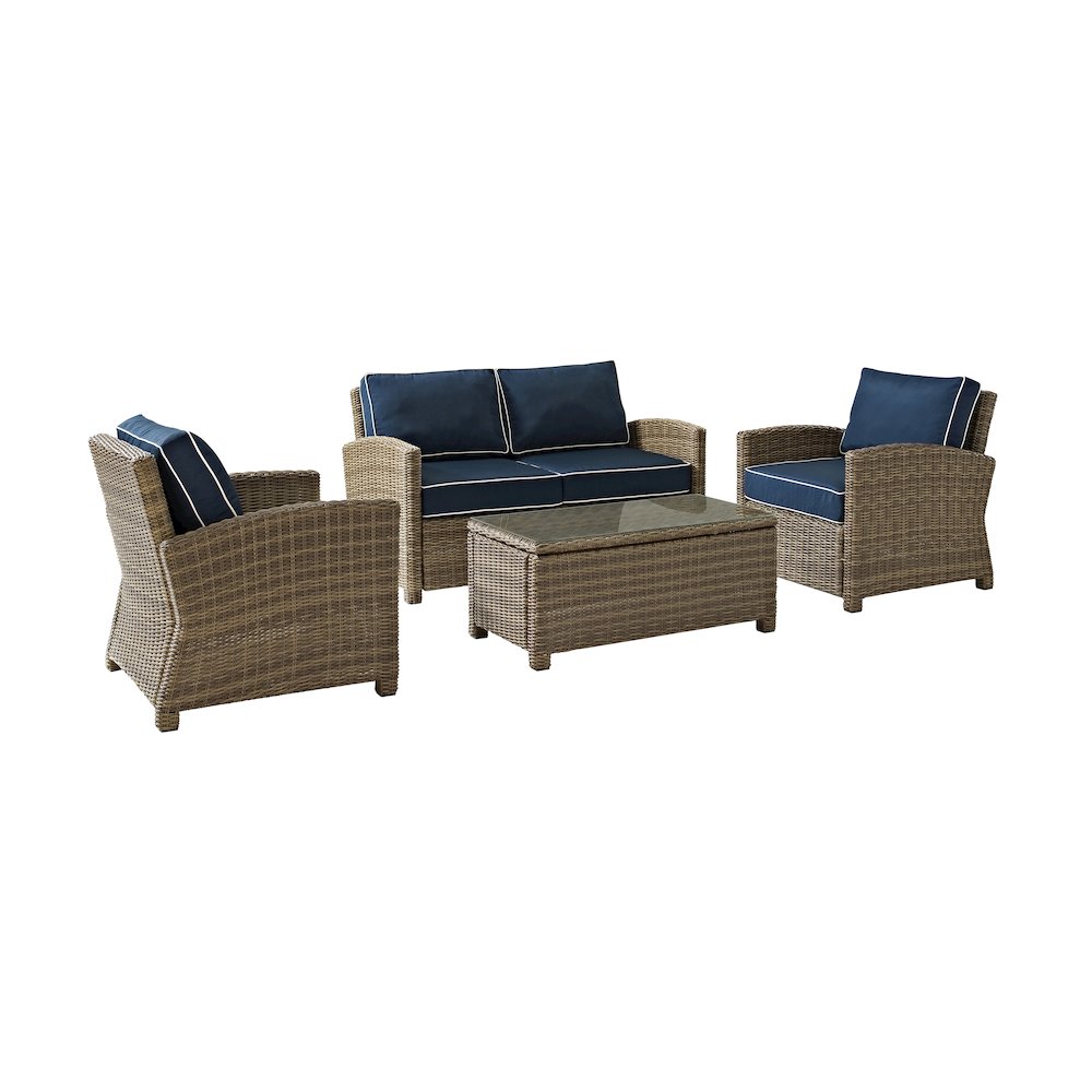 Bradenton 4Pc Wicker Outdoor Loveseat Patio Furniture Set