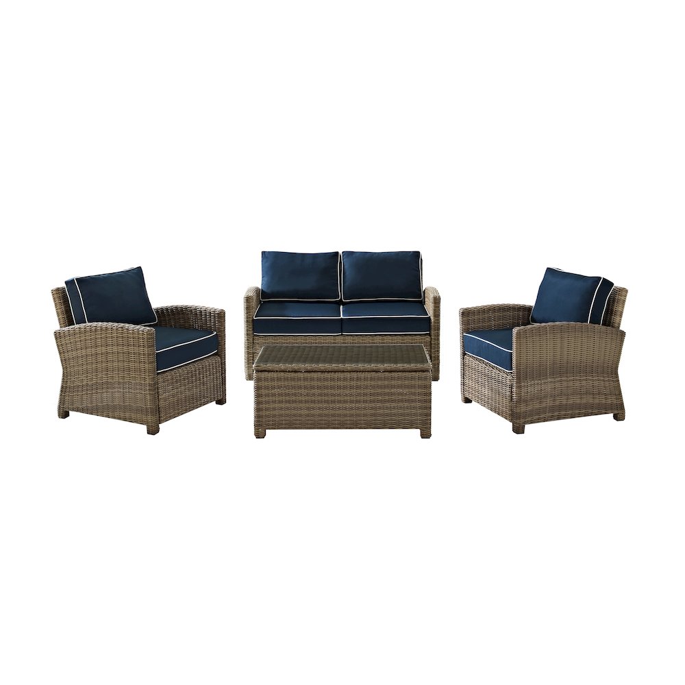 Bradenton 4Pc Wicker Outdoor Loveseat Patio Furniture Set