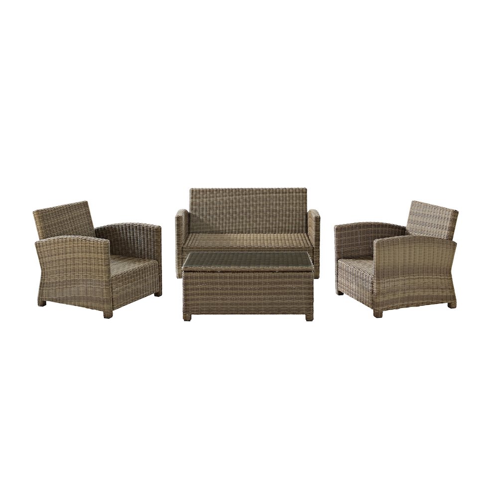 Bradenton 4Pc Wicker Outdoor Loveseat Patio Furniture Set