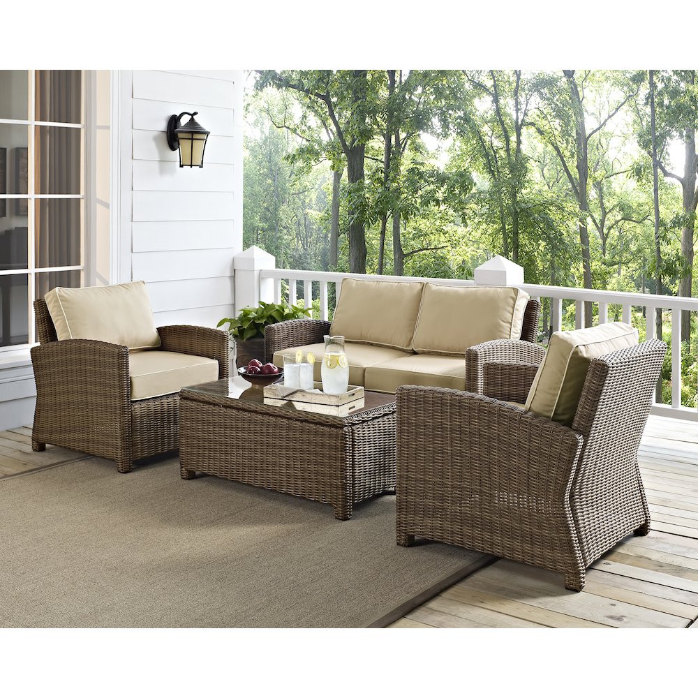 Bradenton 4Pc Wicker Outdoor Loveseat Patio Furniture Set