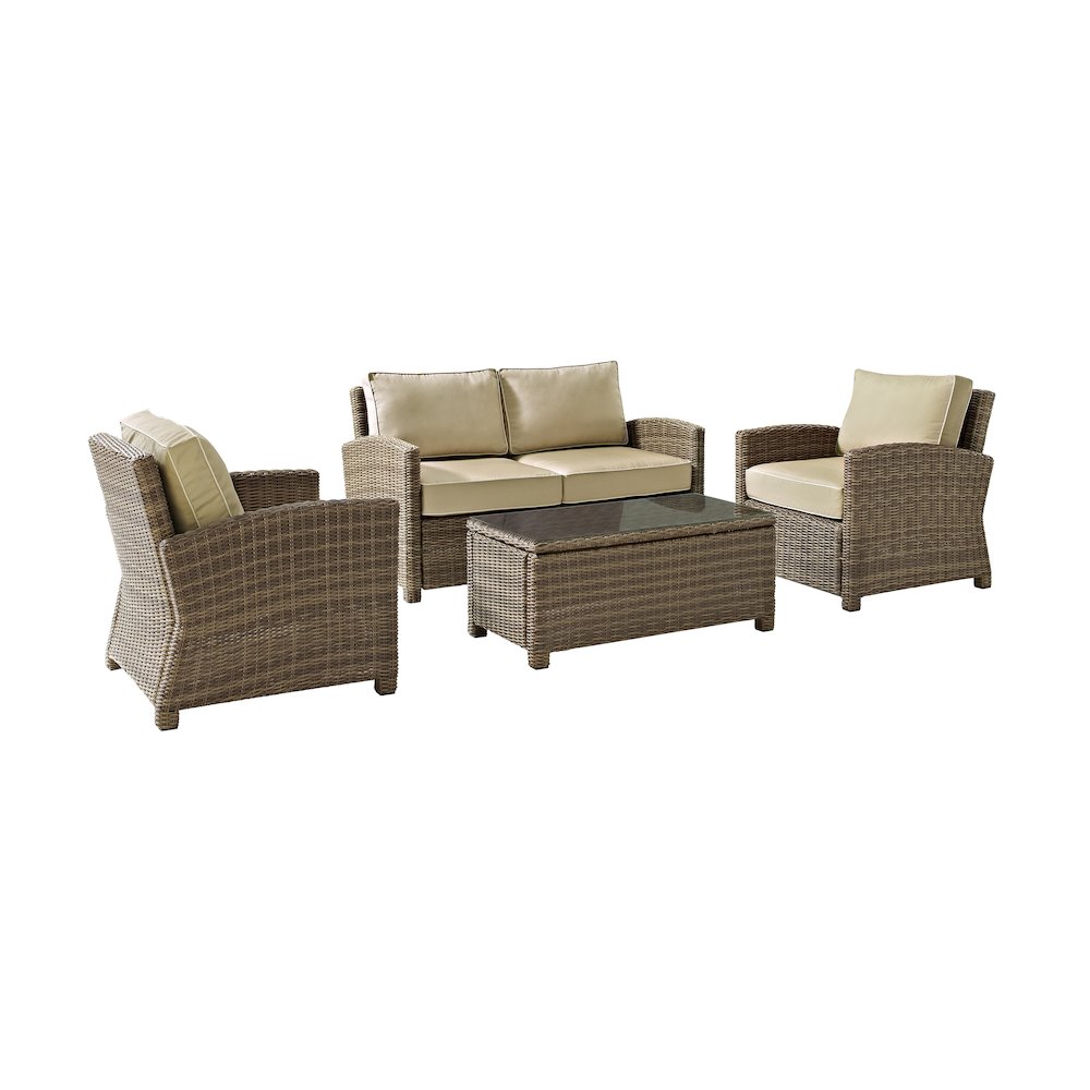 Bradenton 4Pc Wicker Outdoor Loveseat Patio Furniture Set