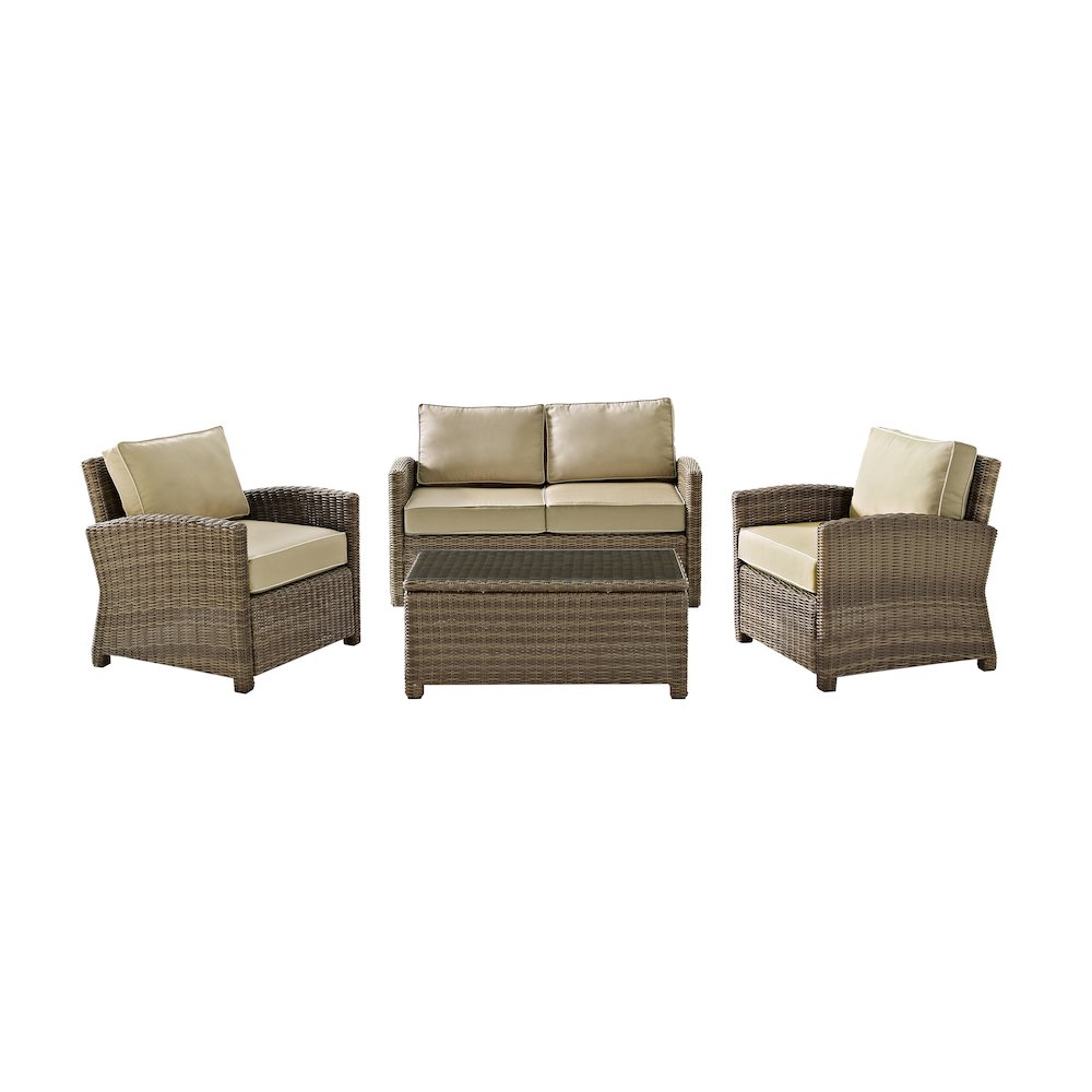 Bradenton 4Pc Wicker Outdoor Loveseat Patio Furniture Set