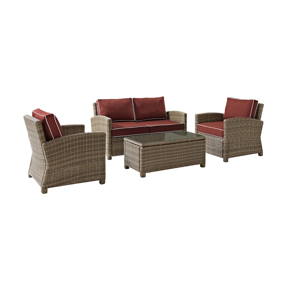 Bradenton 4Pc Wicker Outdoor Loveseat Patio Furniture Set