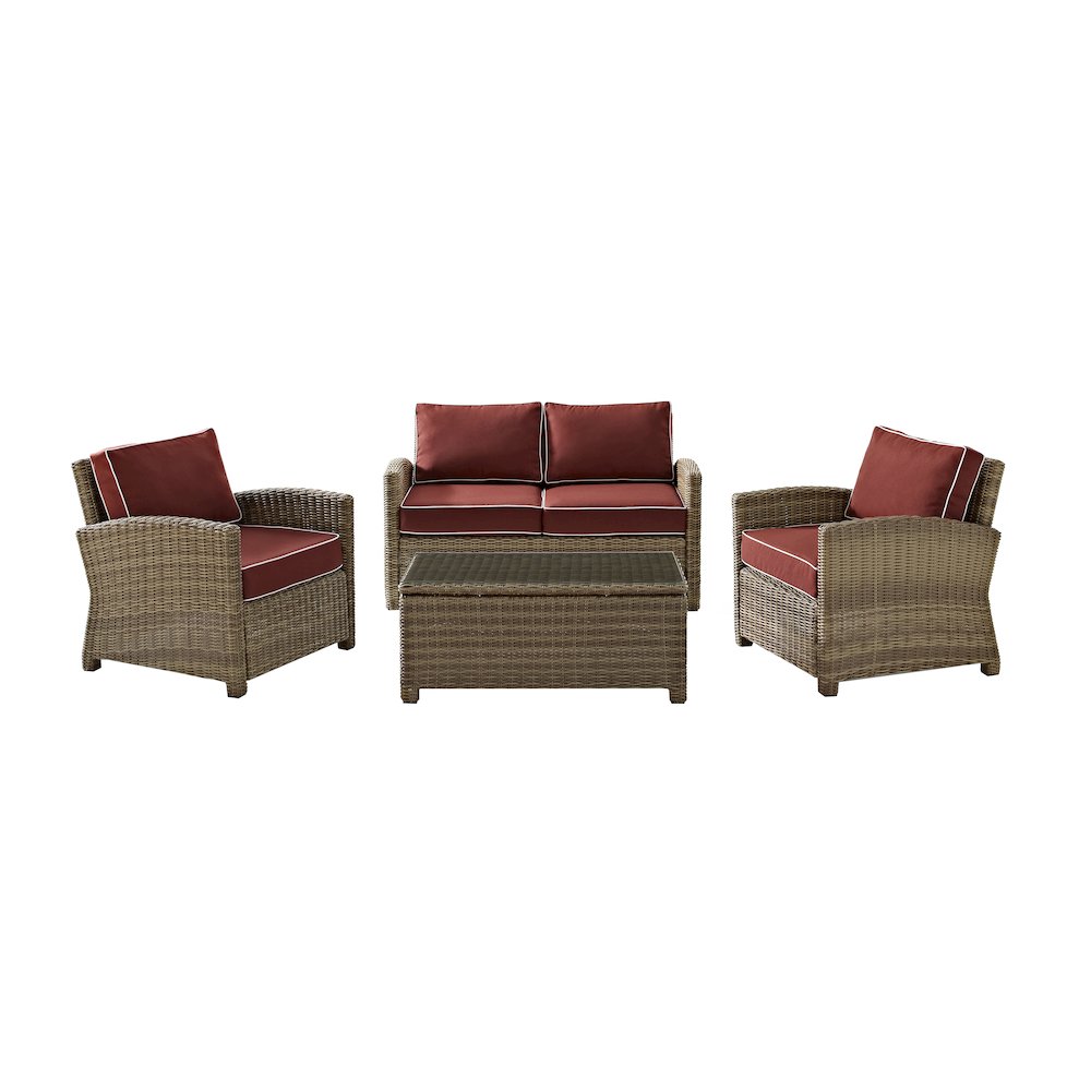 Bradenton 4Pc Wicker Outdoor Loveseat Patio Furniture Set