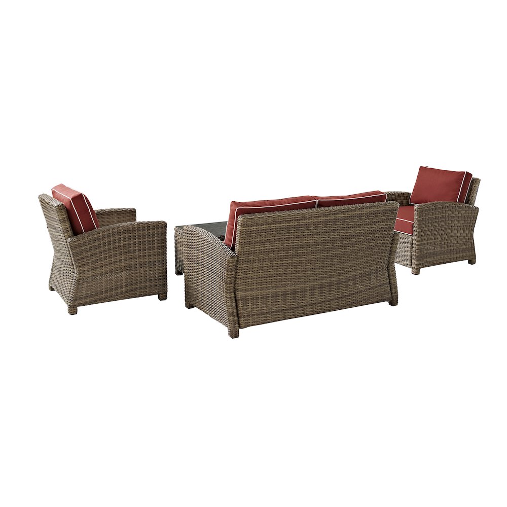 Bradenton 4Pc Wicker Outdoor Loveseat Patio Furniture Set