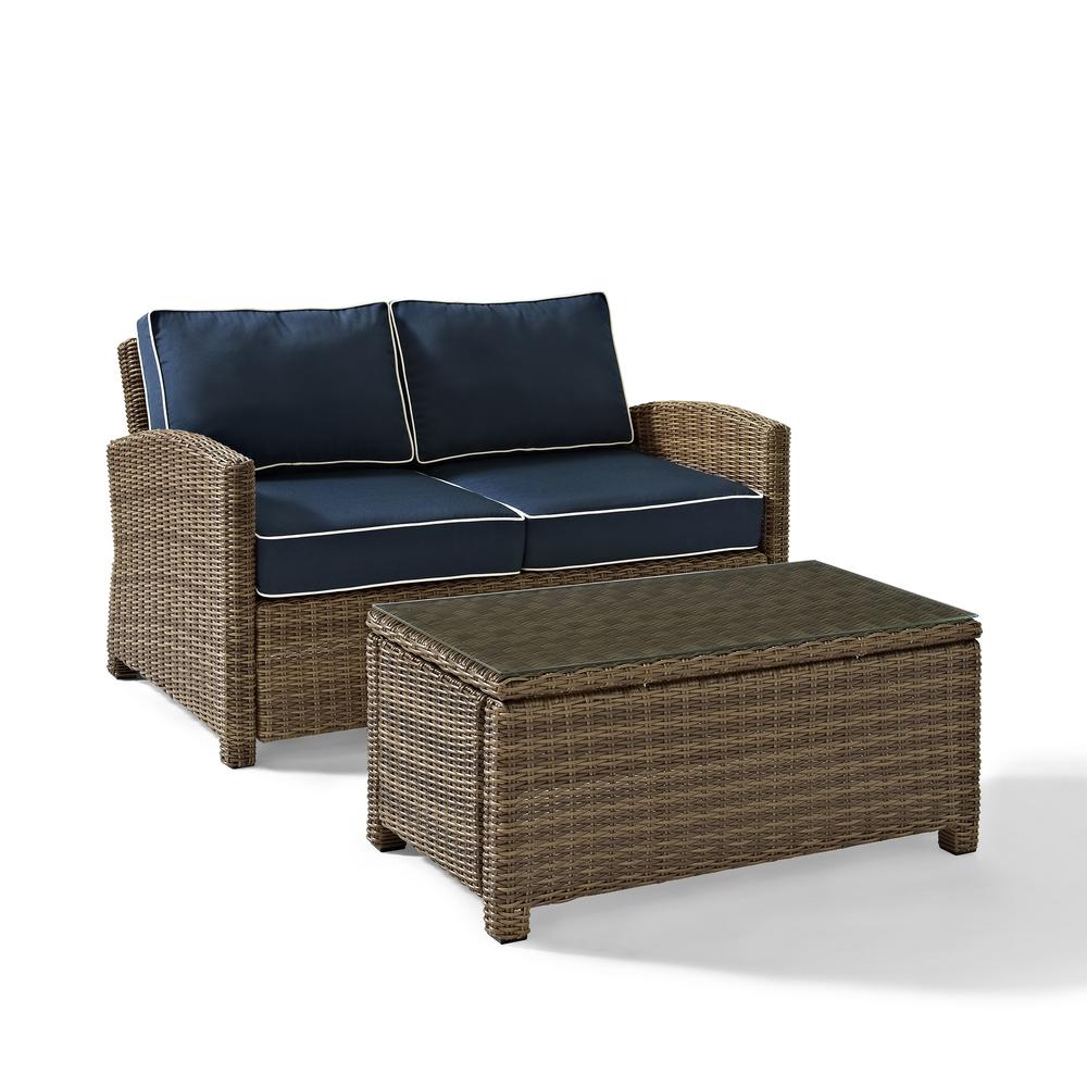 Bradenton 2Pc Wicker Outdoor Loveseat Patio Furniture Set