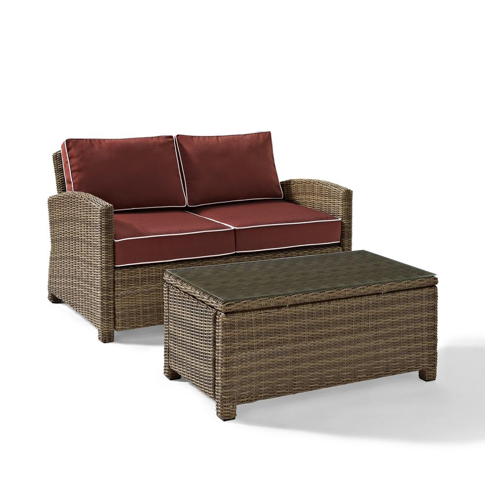 Bradenton 2Pc Wicker Outdoor Loveseat Patio Furniture Set