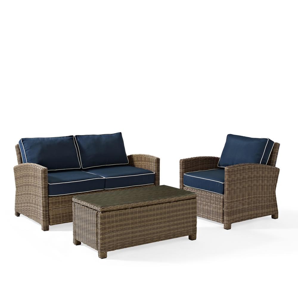 Bradenton 3Pc Wicker Outdoor Loveseat Patio Furniture Set