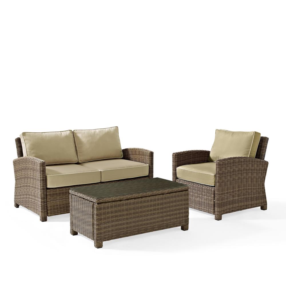 Bradenton 3Pc Wicker Outdoor Loveseat Patio Furniture Set