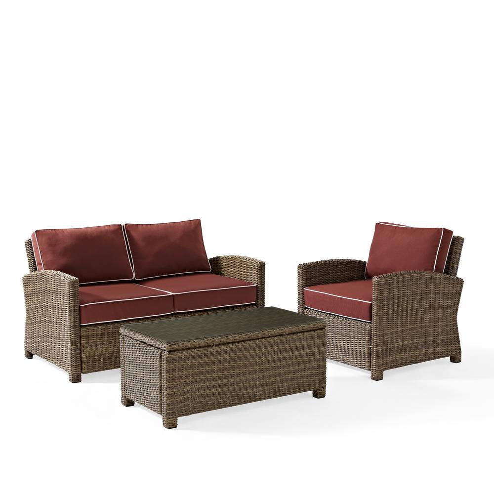 Bradenton 3Pc Wicker Outdoor Loveseat Patio Furniture Set