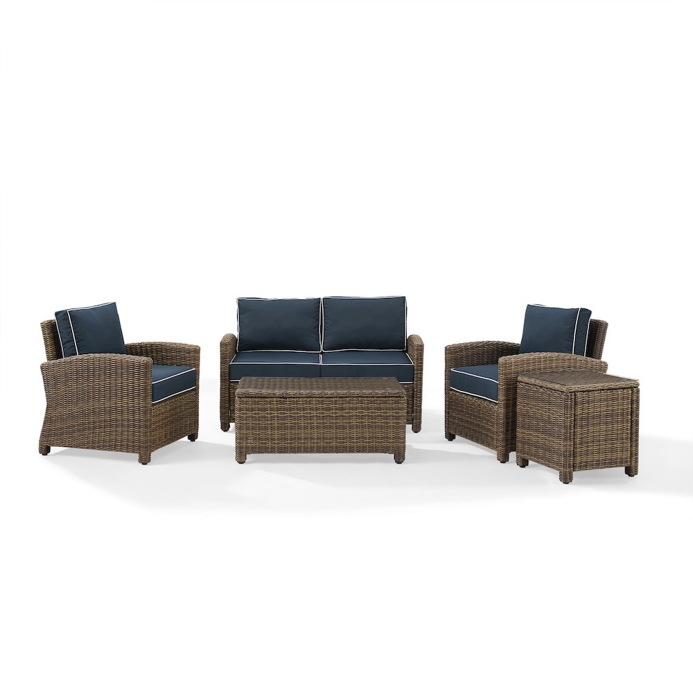 Bradenton 5Pc Wicker Outdoor Loveseat Patio Furniture Set