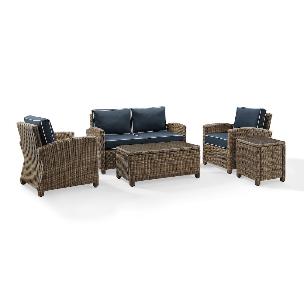 Bradenton 5Pc Wicker Outdoor Loveseat Patio Furniture Set