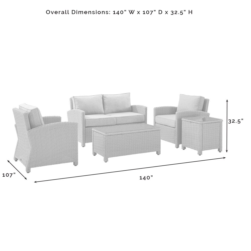 Bradenton 5Pc Wicker Outdoor Loveseat Patio Furniture Set