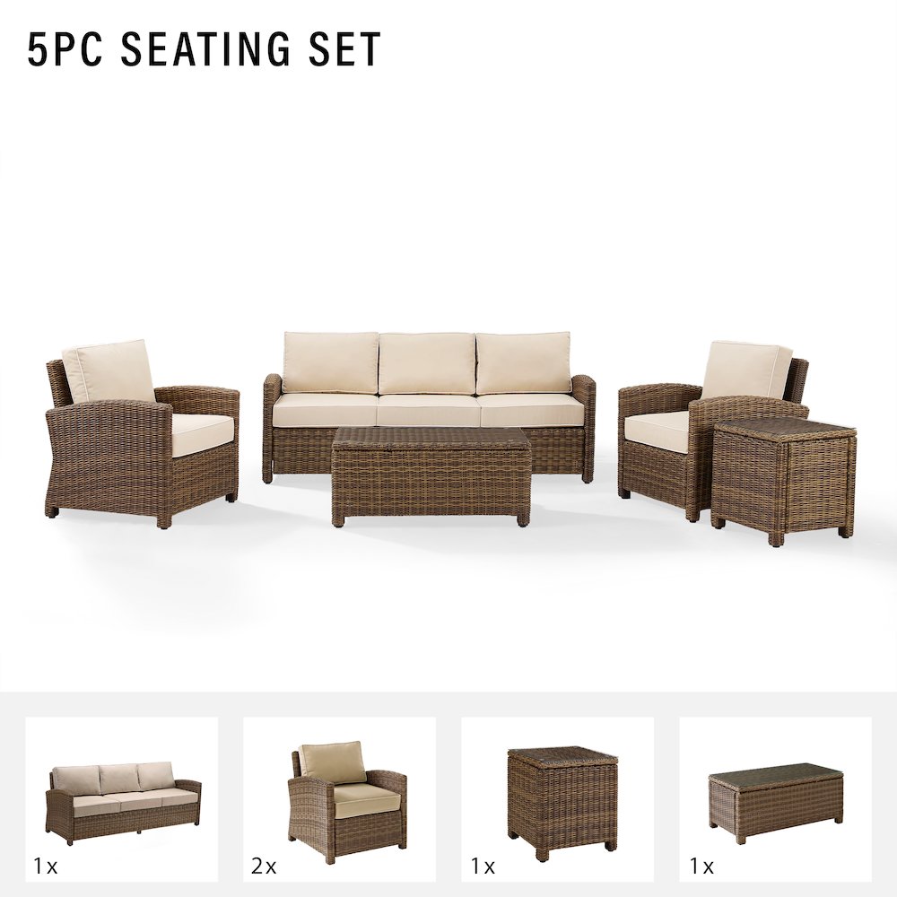 Bradenton 5Pc Wicker Outdoor Sofa Patio Furniture Set
