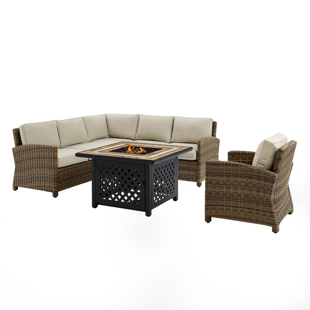 Bradenton 5Pc Wicker Outdoor Sectional Set W/ Fire Table
