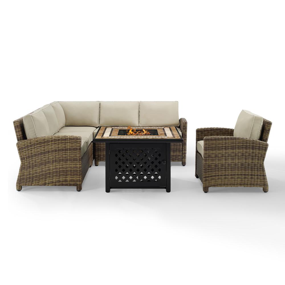 Bradenton 5Pc Wicker Outdoor Sectional Set W/ Fire Table
