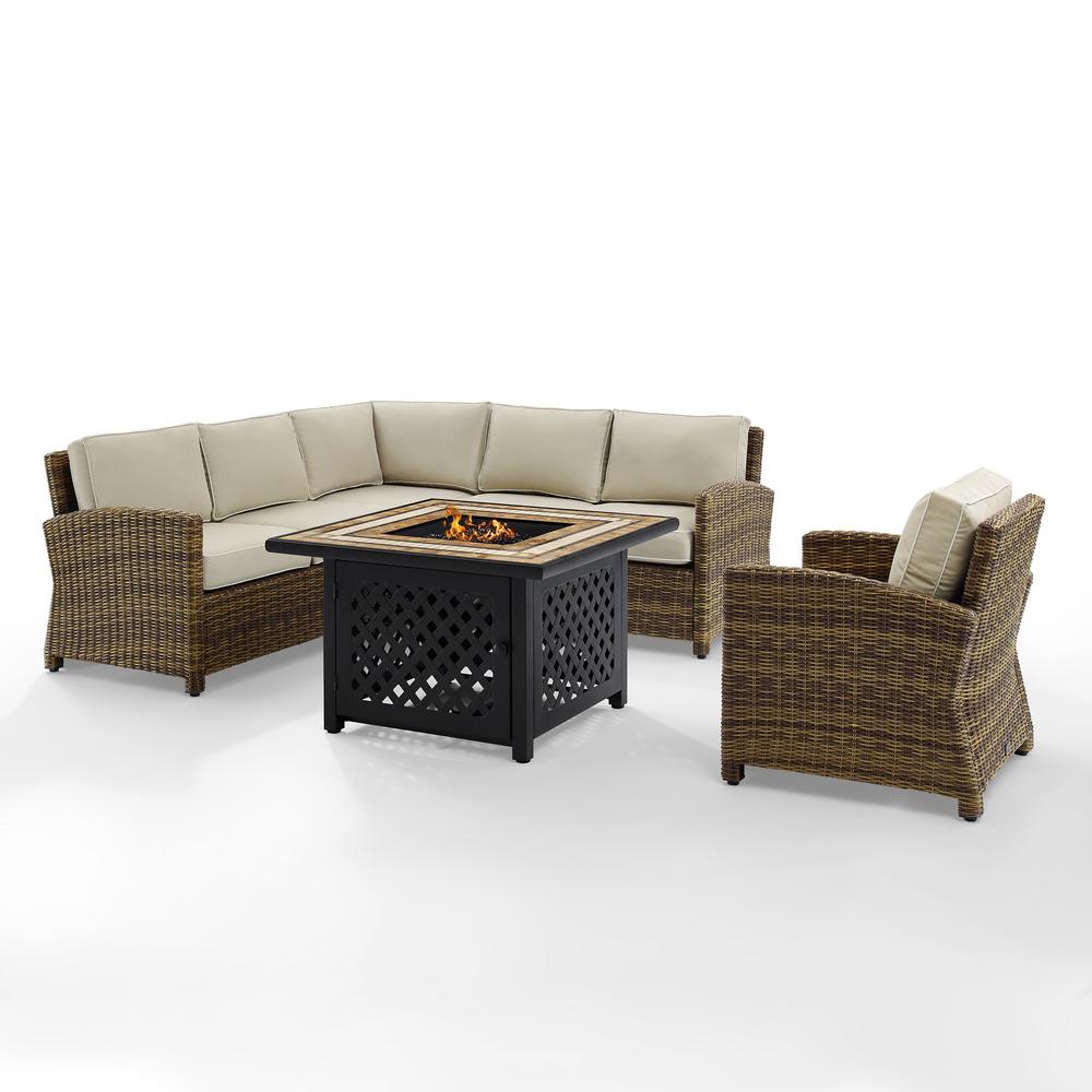 Bradenton 5Pc Wicker Outdoor Sectional Set W/ Fire Table