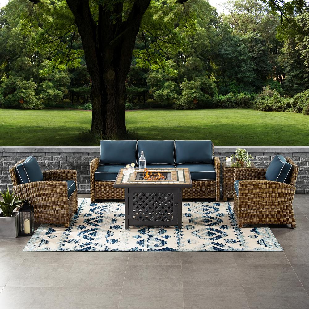 Bradenton 5Pc Wicker Outdoor Sofa Set W/ Fire Table