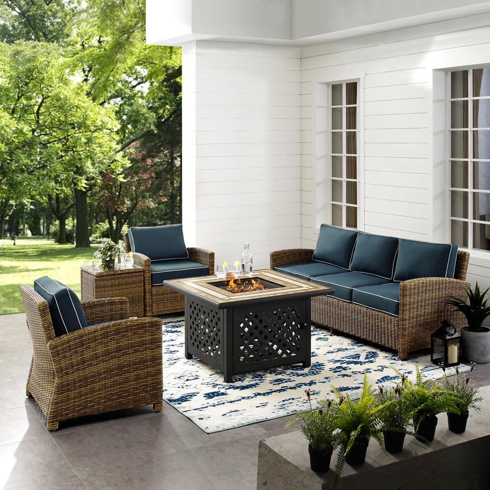 Bradenton 5Pc Wicker Outdoor Sofa Set W/ Fire Table