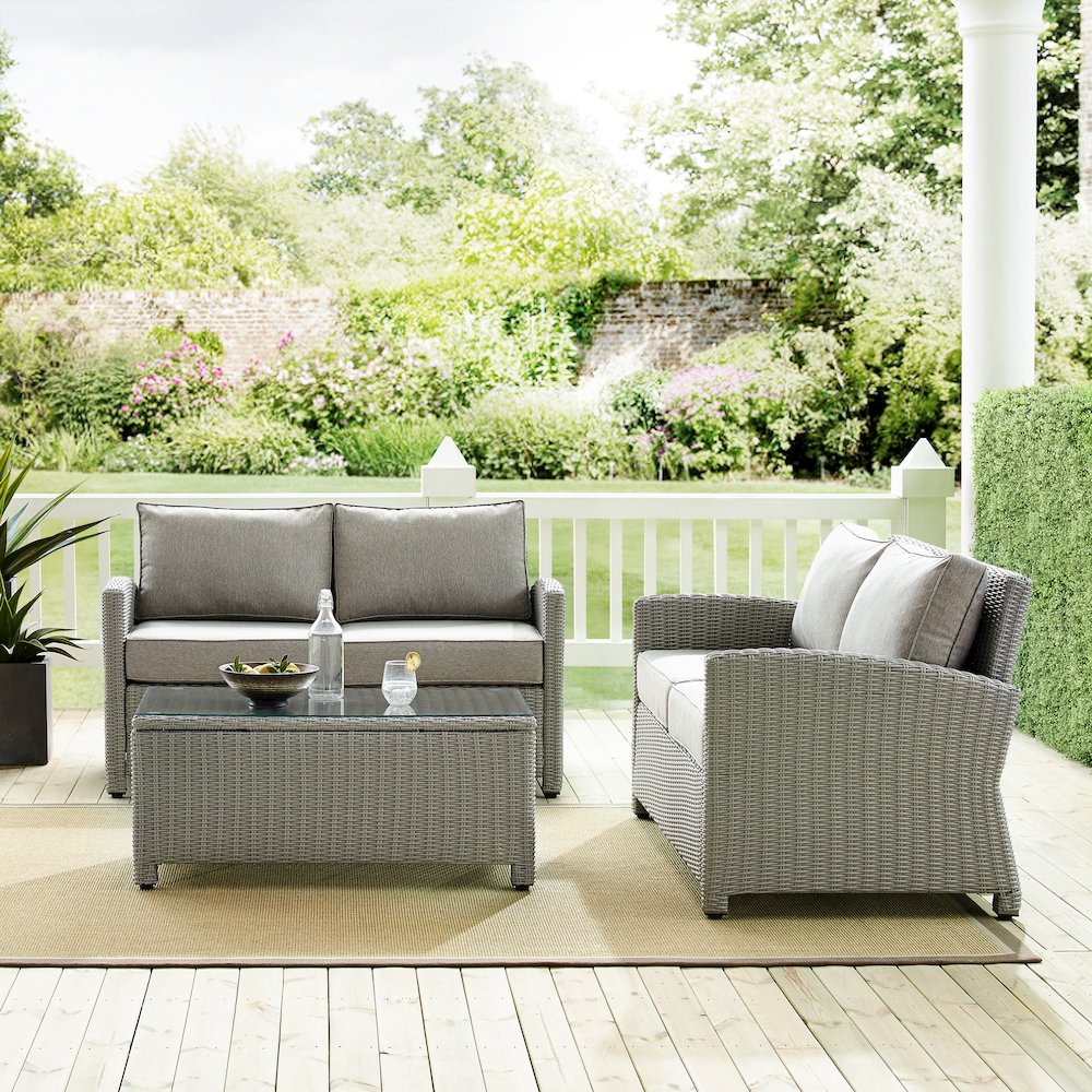 Bradenton 3Pc Wicker Outdoor Loveseat Patio Furniture Set