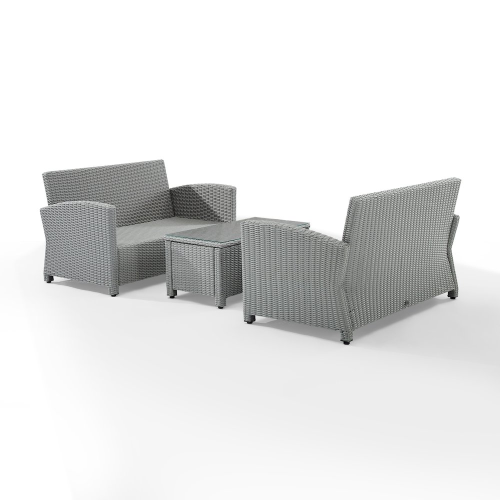 Bradenton 3Pc Wicker Outdoor Loveseat Patio Furniture Set