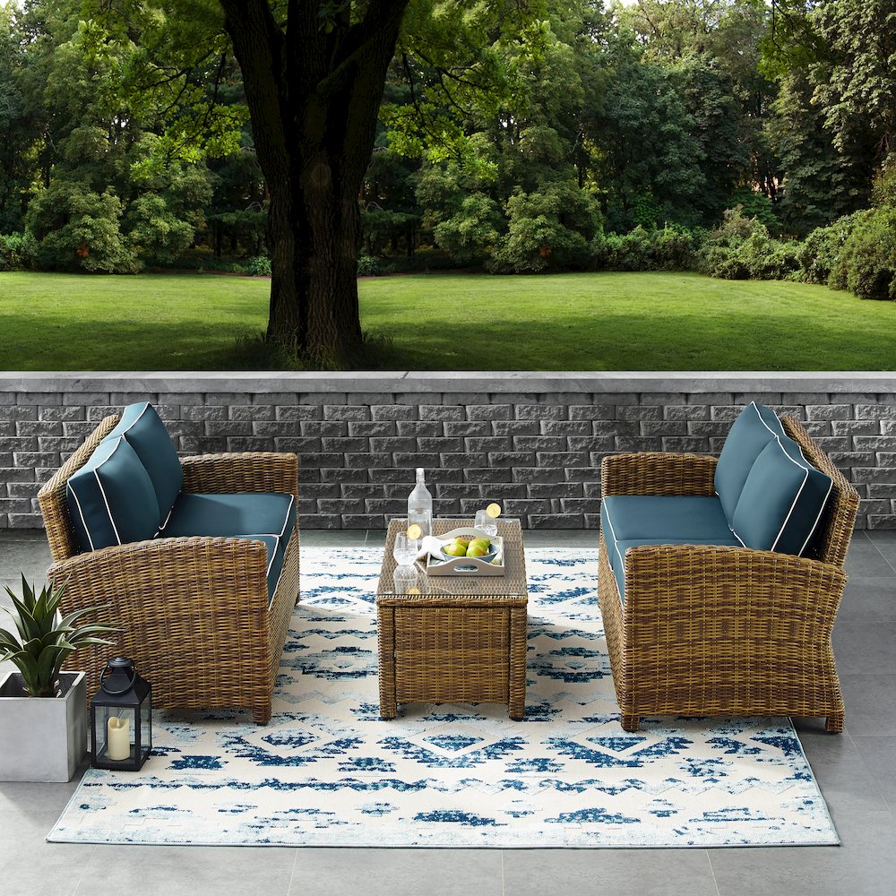 Bradenton 3Pc Wicker Outdoor Loveseat Patio Furniture Set