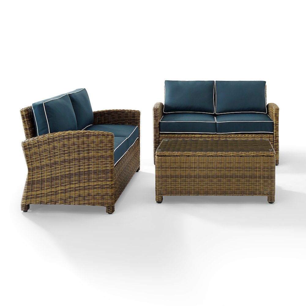 Bradenton 3Pc Wicker Outdoor Loveseat Patio Furniture Set