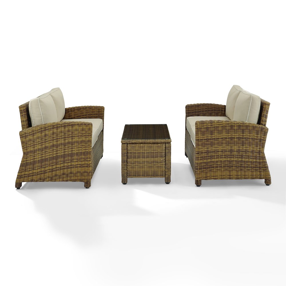Bradenton 3Pc Wicker Outdoor Loveseat Patio Furniture Set