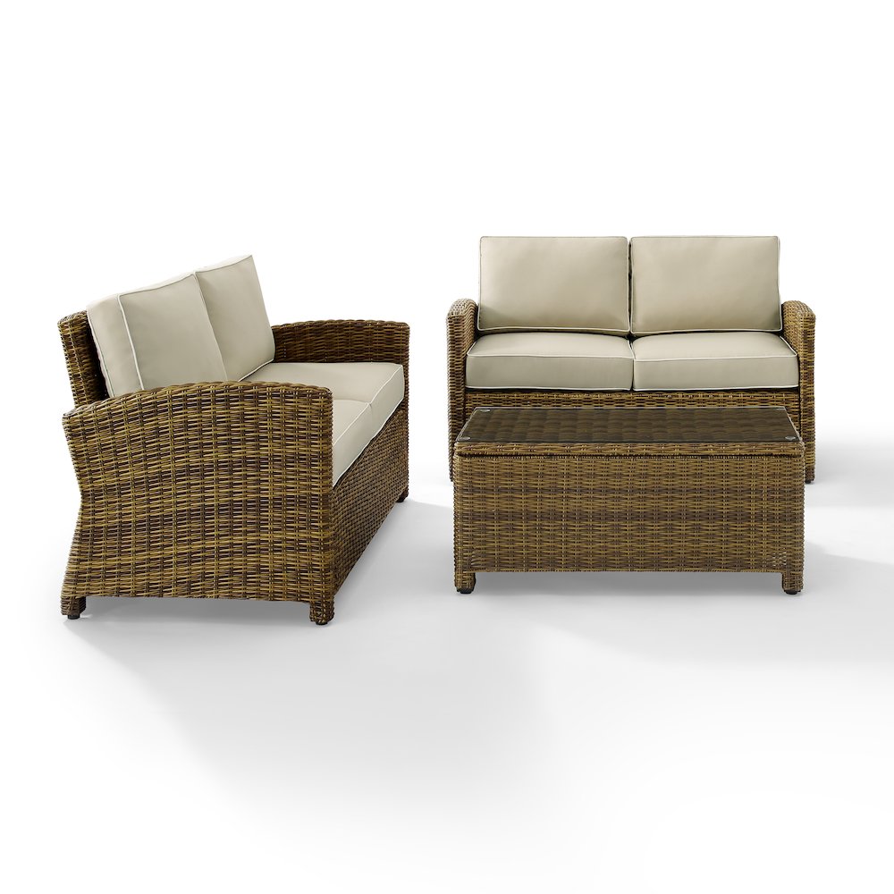 Bradenton 3Pc Wicker Outdoor Loveseat Patio Furniture Set