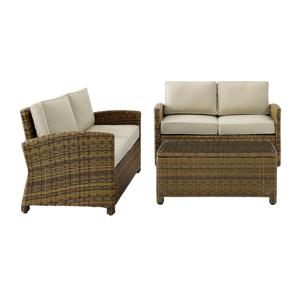 Bradenton 3Pc Wicker Outdoor Loveseat Patio Furniture Set