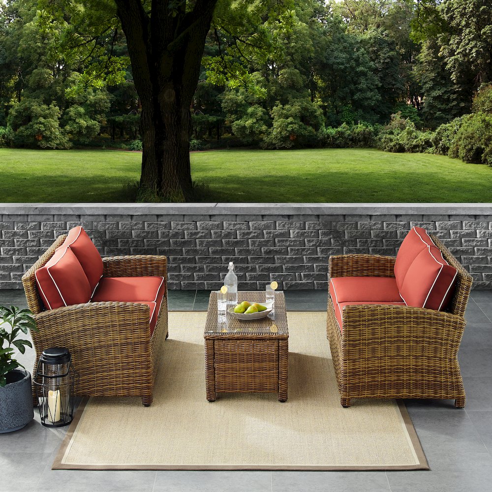 Bradenton 3Pc Wicker Outdoor Loveseat Patio Furniture Set