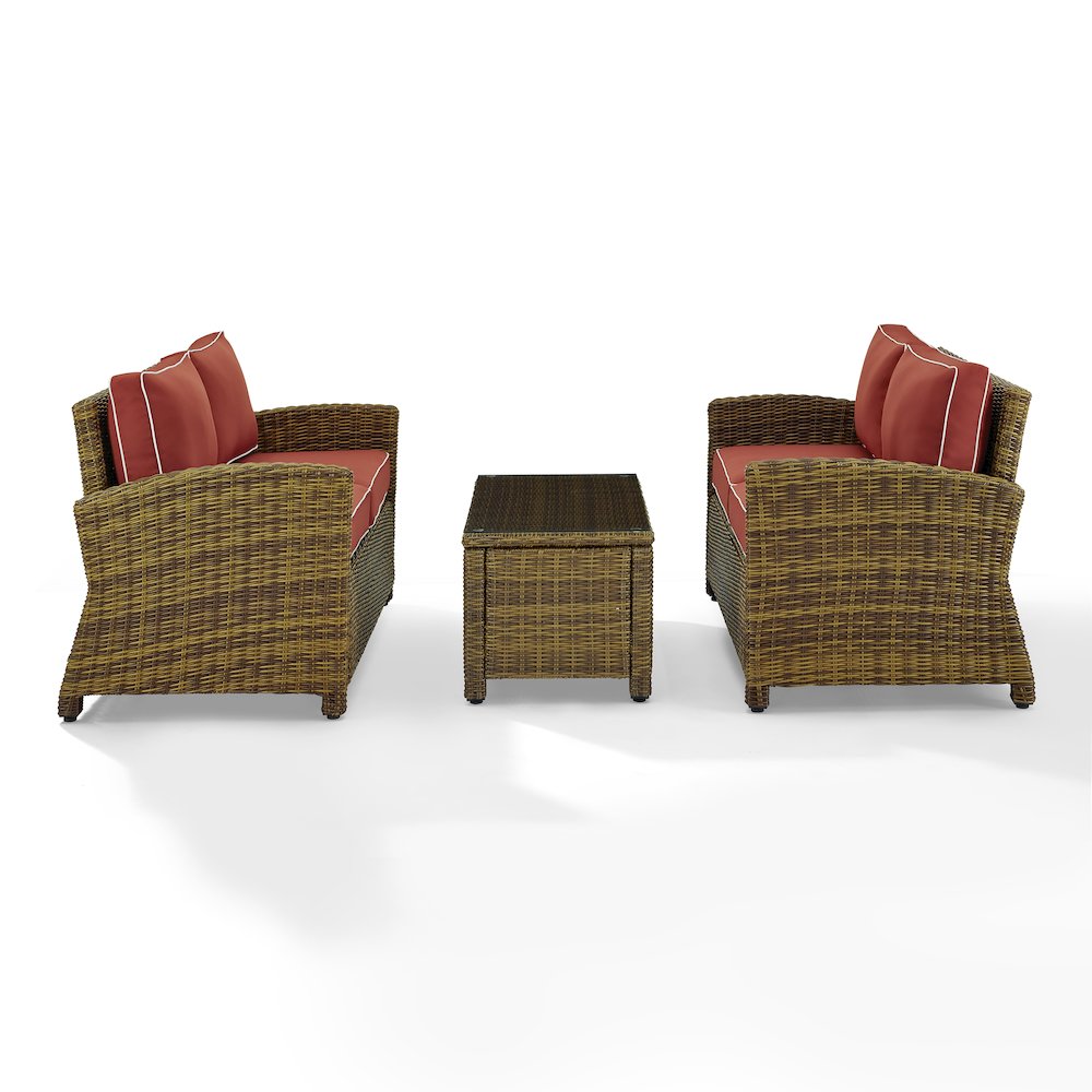 Bradenton 3Pc Wicker Outdoor Loveseat Patio Furniture Set