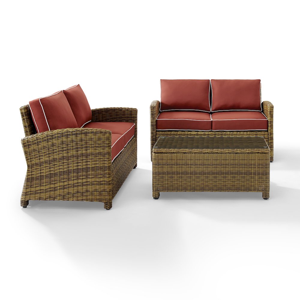 Bradenton 3Pc Wicker Outdoor Loveseat Patio Furniture Set