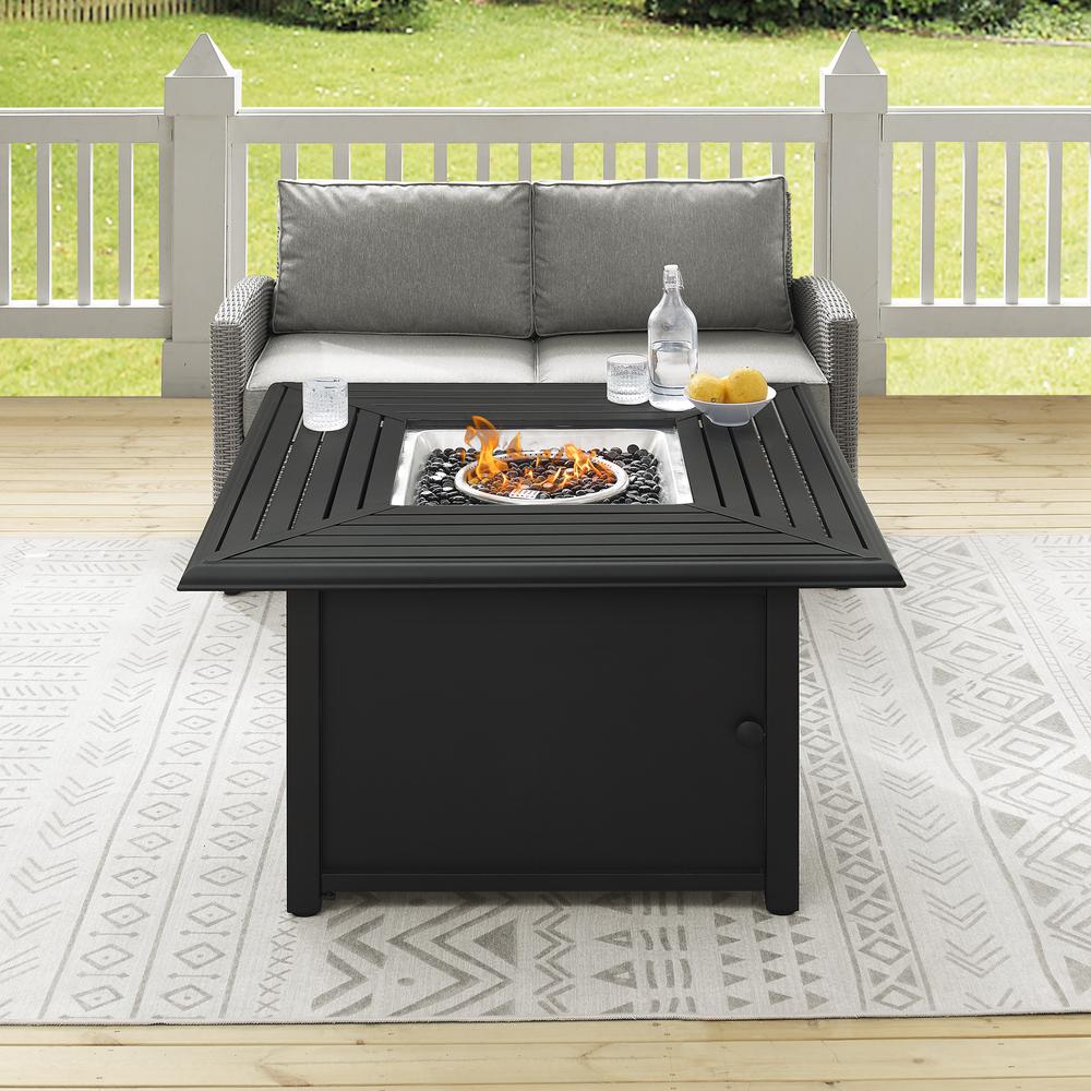 Bradenton 3Pc Wicker Outdoor Loveseat Set W/ Fire Table