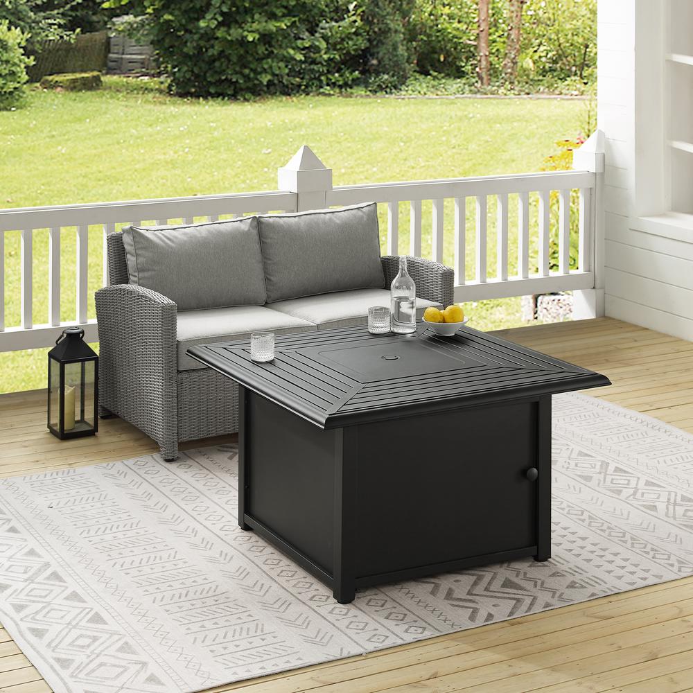 Bradenton 3Pc Wicker Outdoor Loveseat Set W/ Fire Table