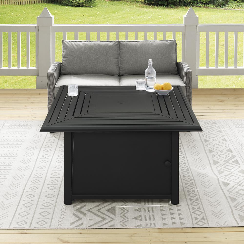 Bradenton 3Pc Wicker Outdoor Loveseat Set W/ Fire Table