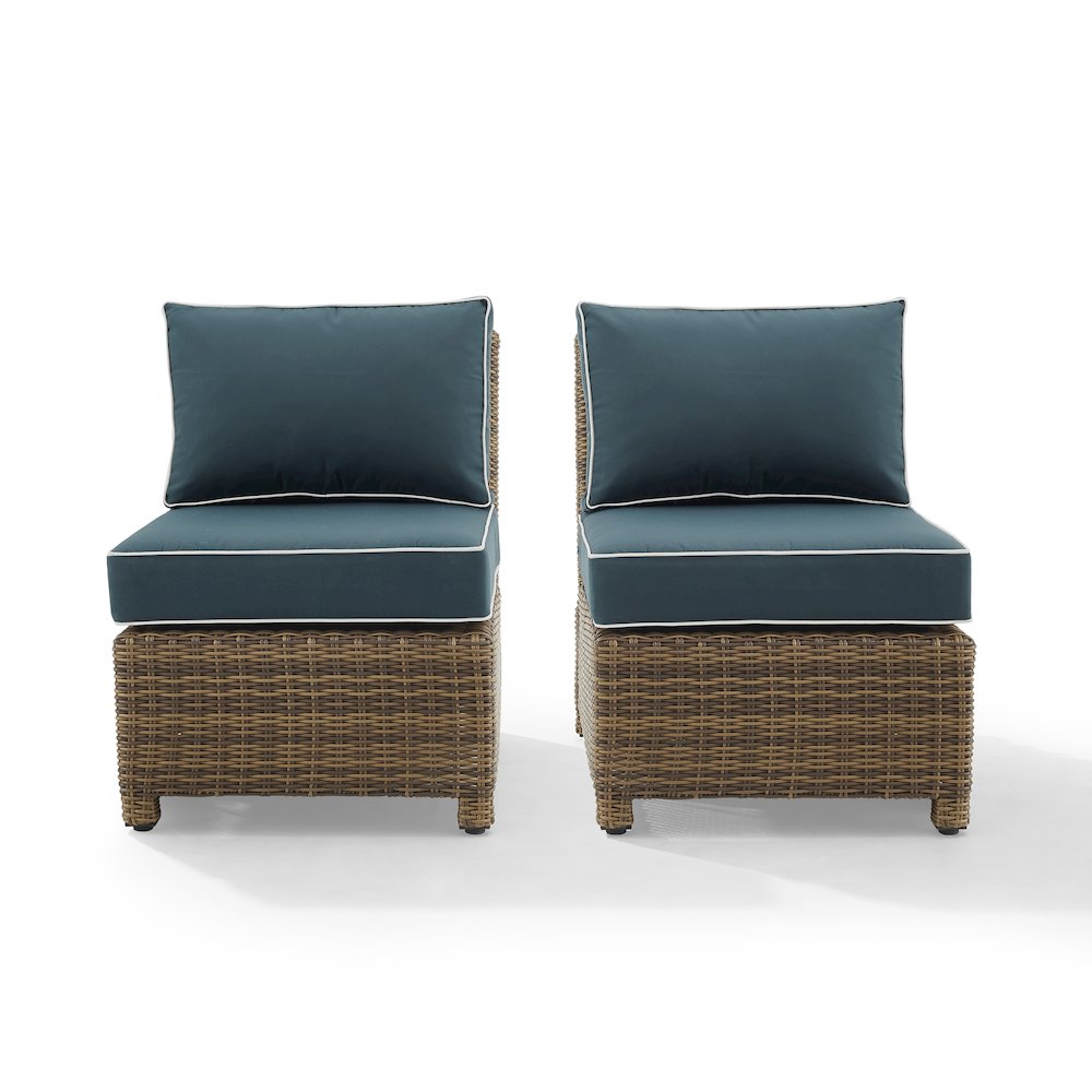 Bradenton 2Pc Armless Wicker Outdoor Chair Set